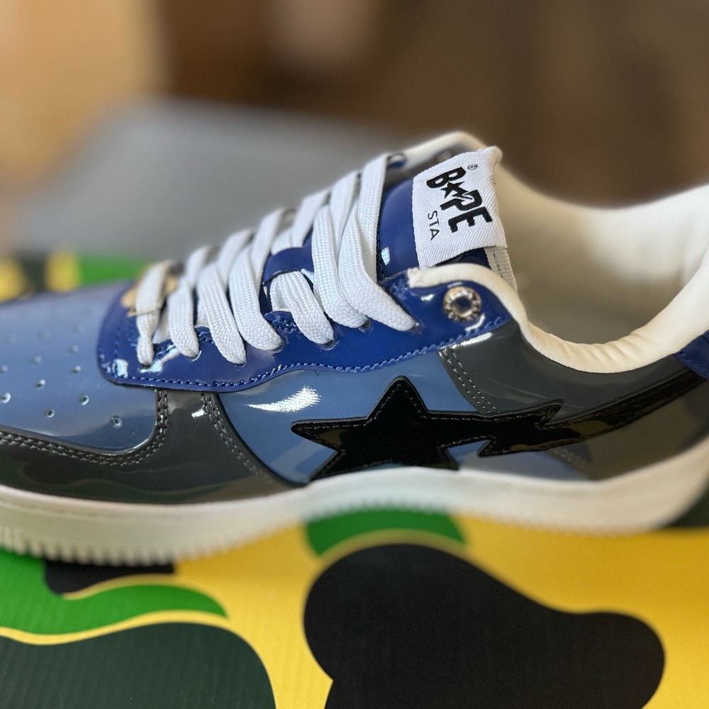 Bape Blue and Black Sneakers Low-Top Gradient Design